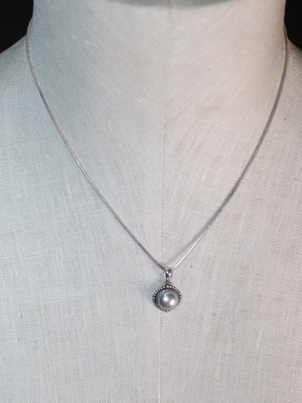 Sterling Silver Pearl Pendant Chain Necklace
